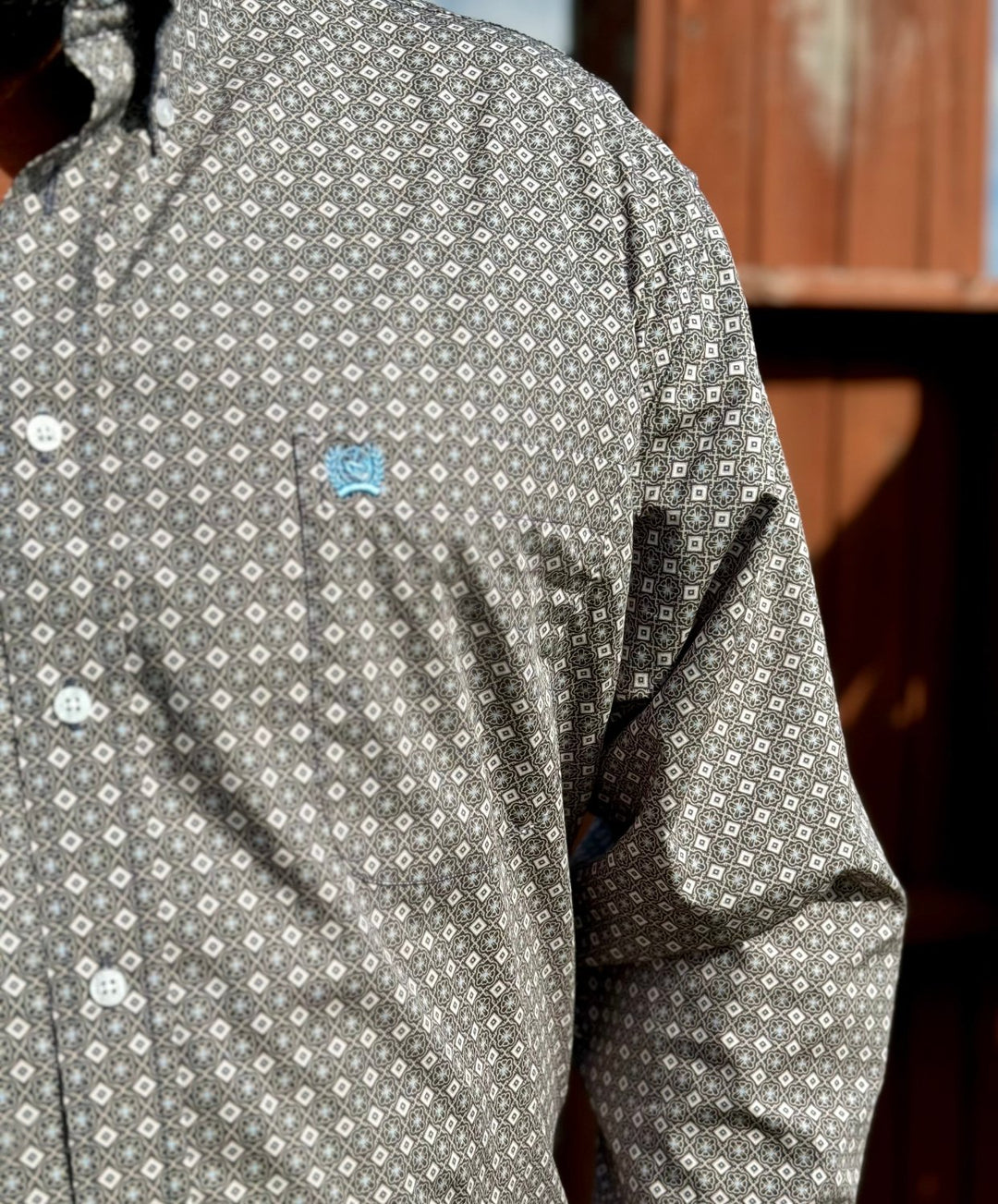 Wade Grey & Blue Medallion Long Sleeve Shirt by Cinch