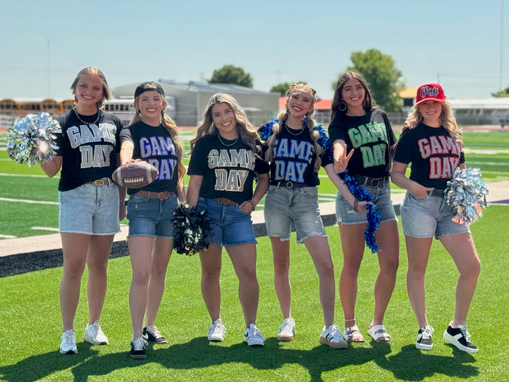 Checkered Game Day with Metallic Puff Tee by Texas True Threads