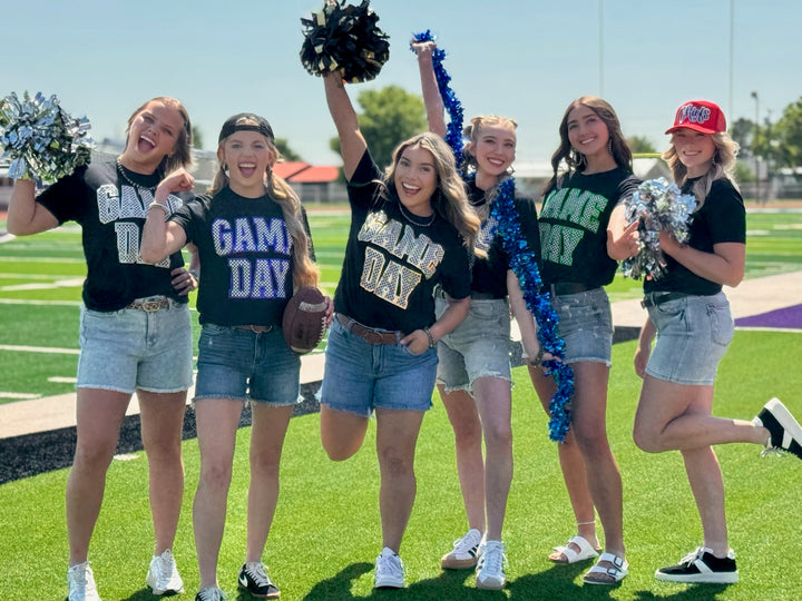 Checkered Game Day with Metallic Puff Tee by Texas True Threads
