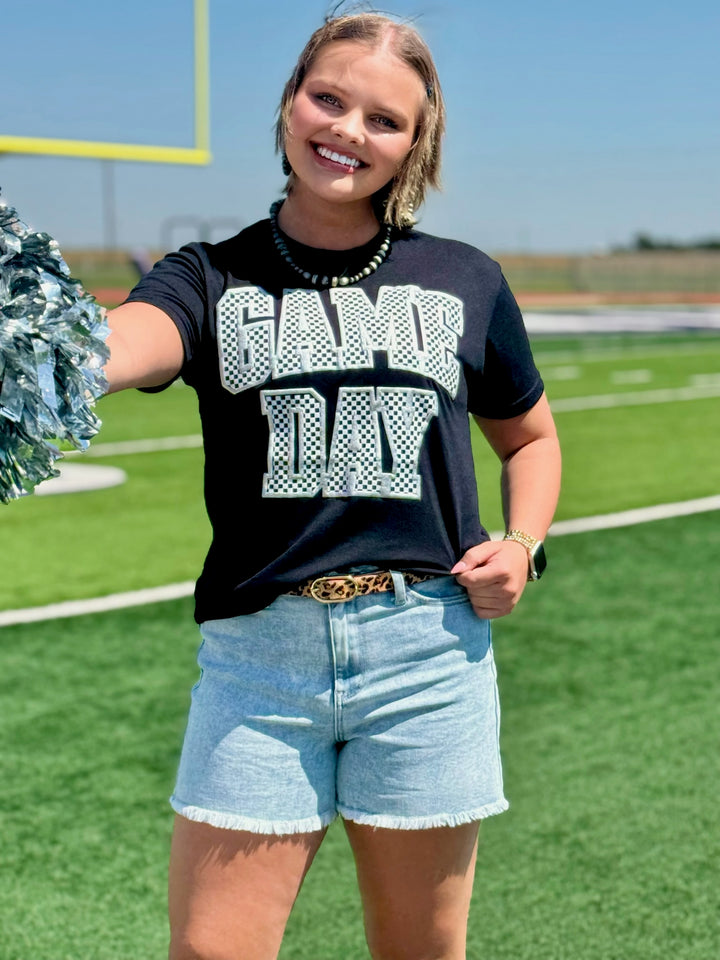 Checkered Game Day with Metallic Puff Tee by Texas True Threads