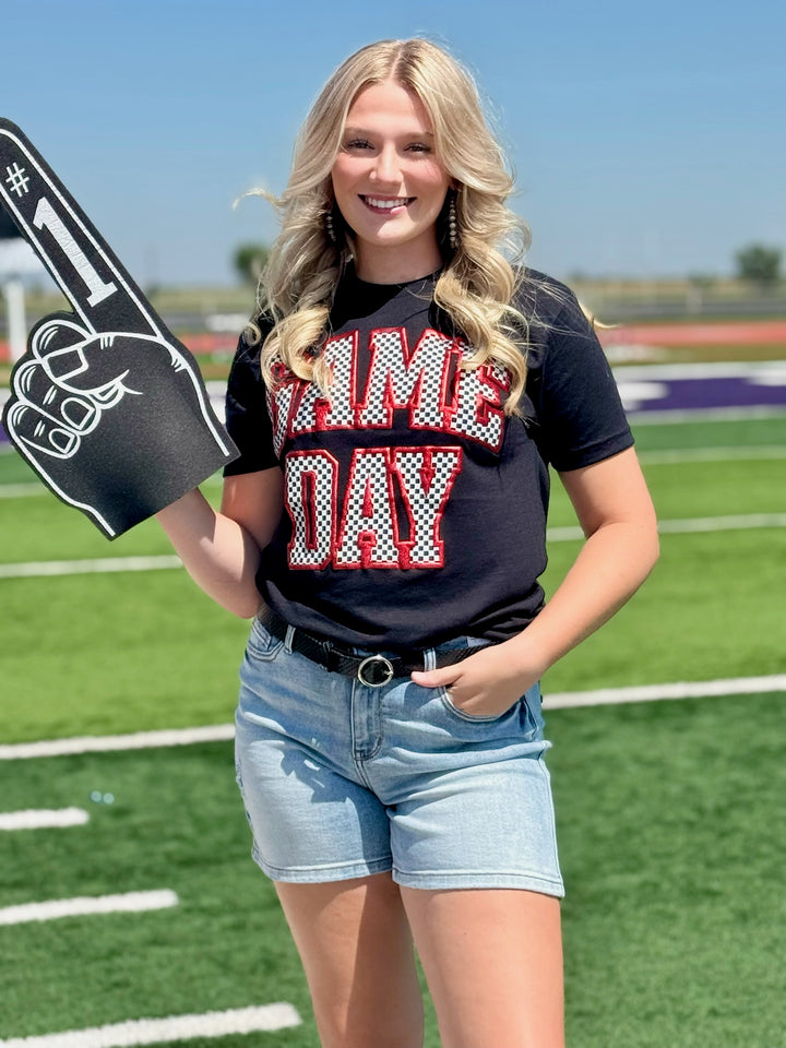 Checkered Game Day with Metallic Puff Tee by Texas True Threads