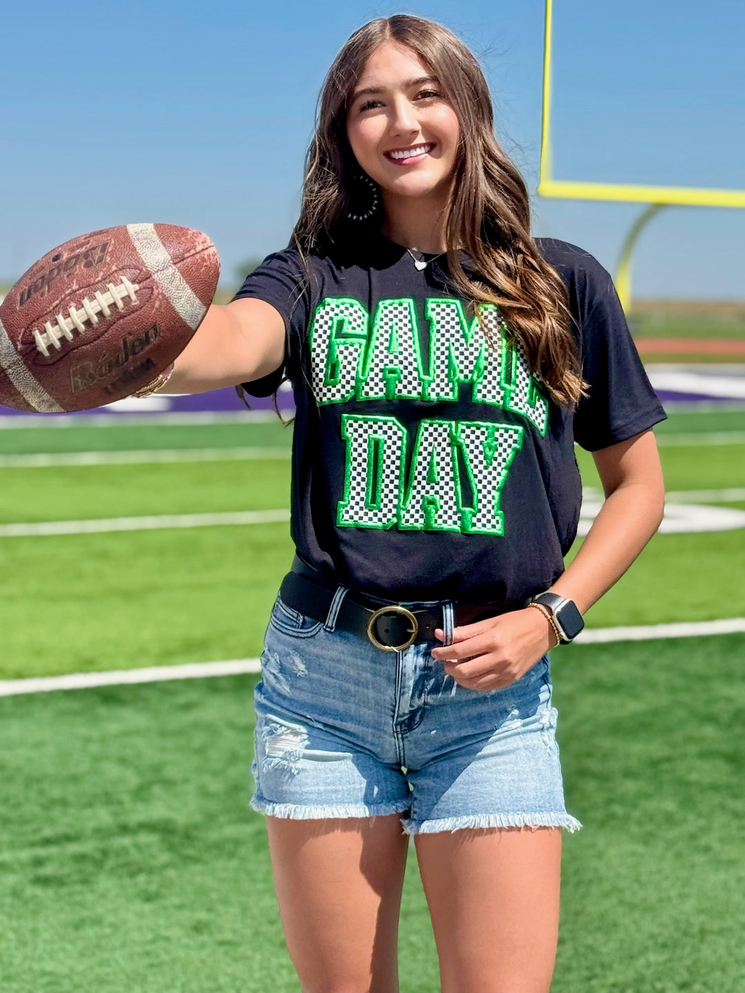 Checkered Game Day with Metallic Puff Tee by Texas True Threads