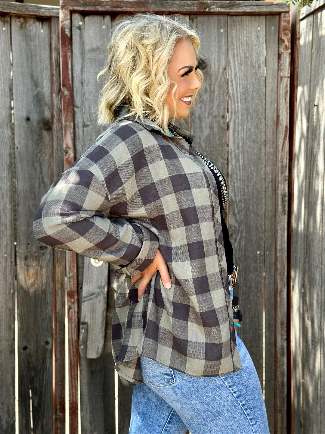 Olive Green Everyday Plaid Shirt by Texas True Threads