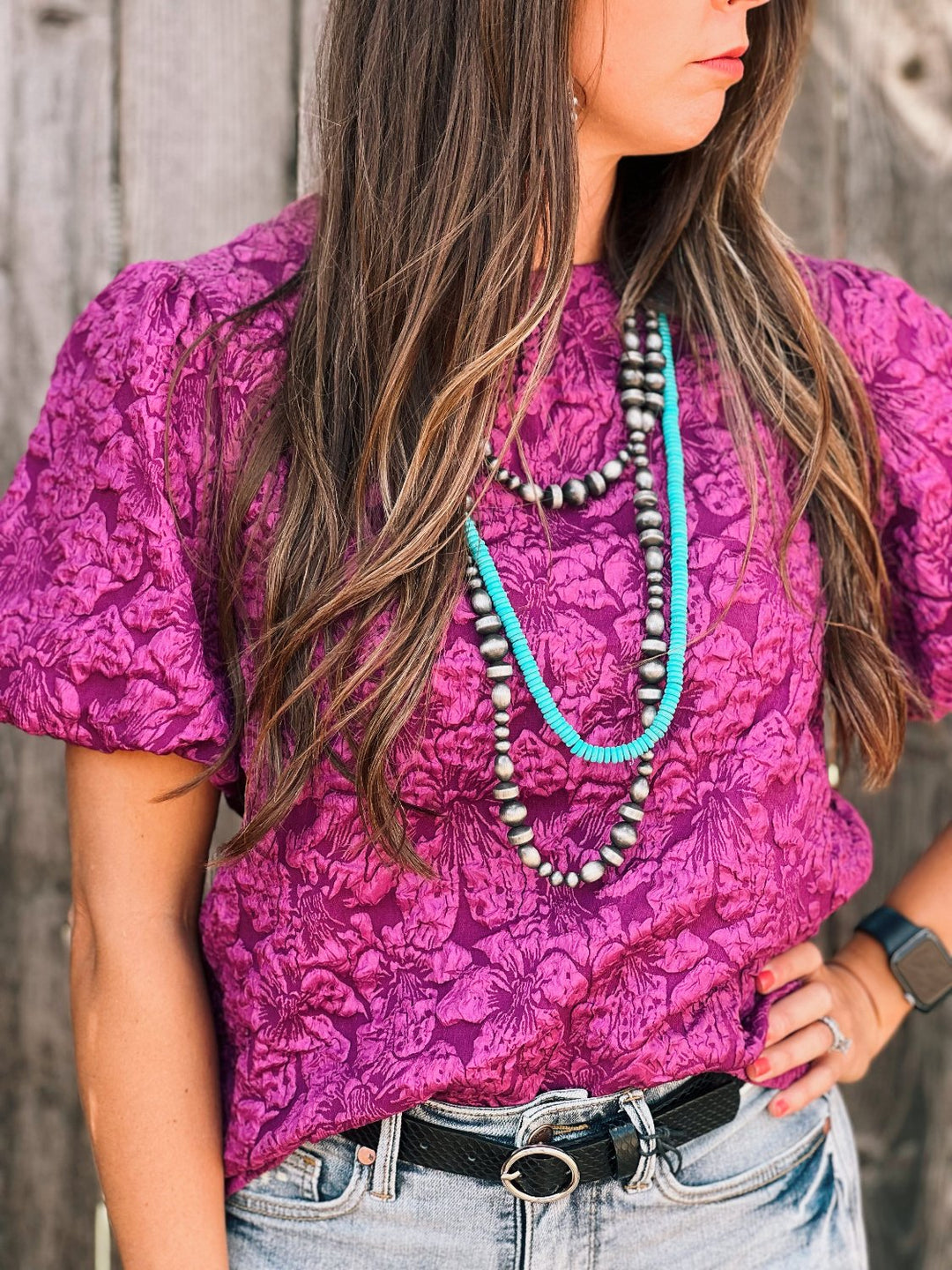 Whitney Purple Floral Textured Blouse