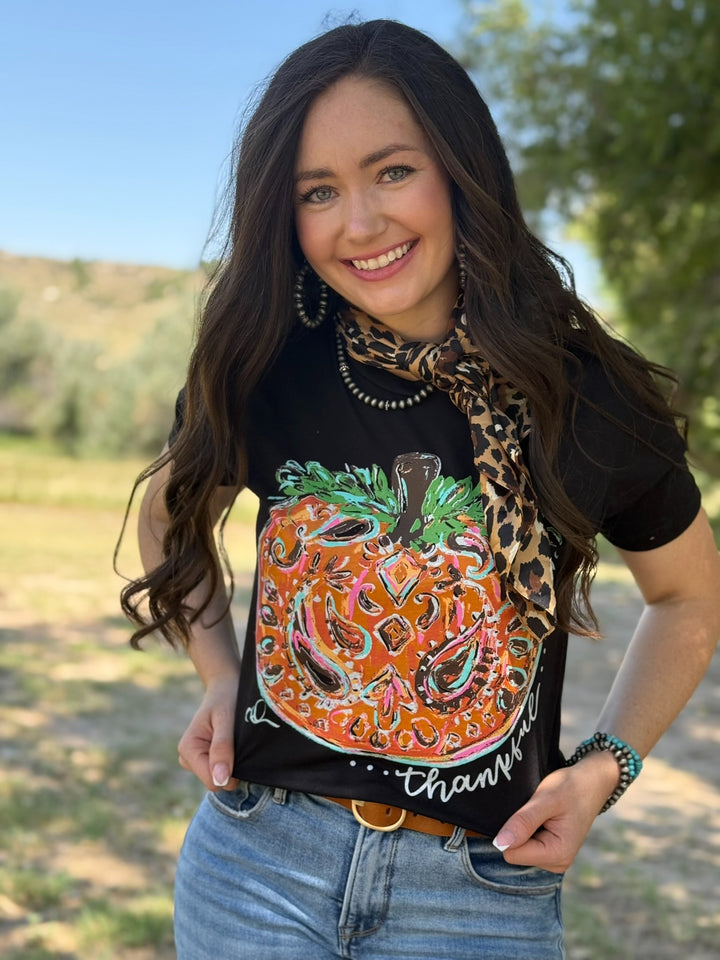 Callie's Thankful Pumpkin Graphic Tee by Texas True Threads