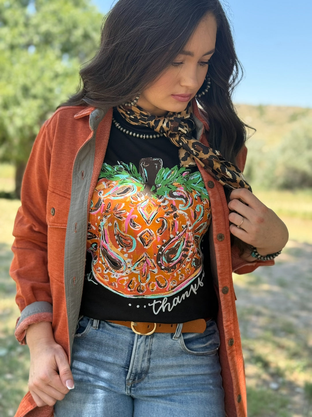 Callie's Thankful Pumpkin Graphic Tee by Texas True Threads