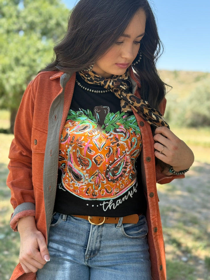 Callie's Thankful Pumpkin Graphic Tee by Texas True Threads