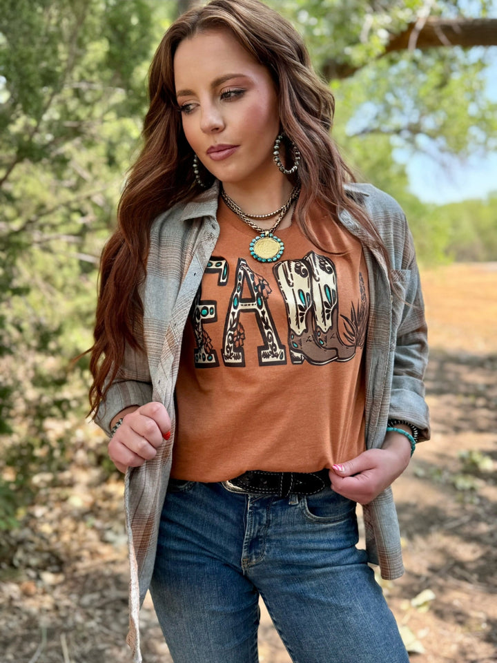 Laurens Western Fall Boots Graphic Tee by Texas True Threads