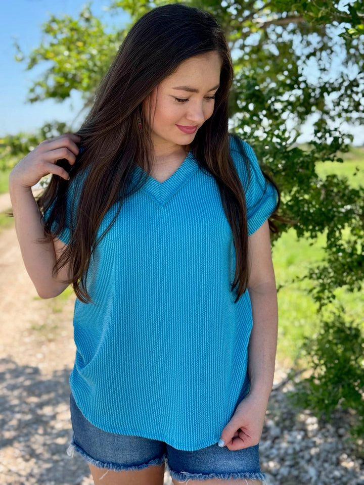 Tatum Ribbed V Neck Top
