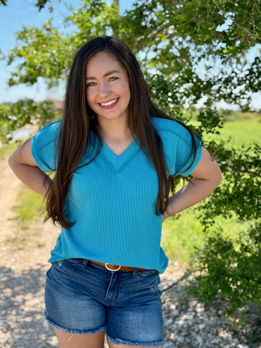 Tatum Ribbed V Neck Top