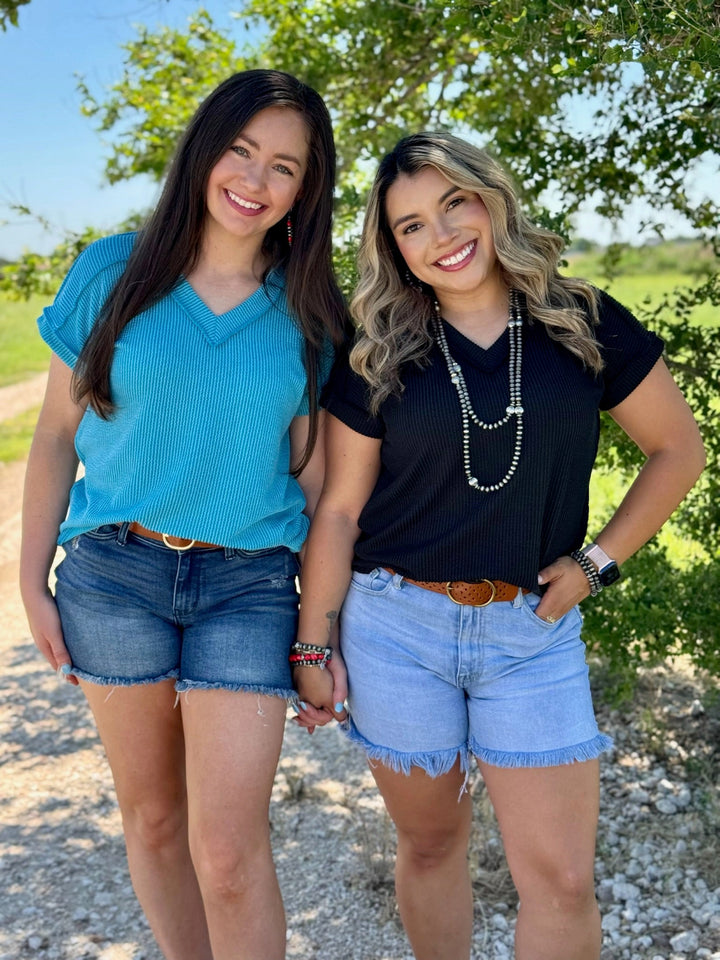 Tatum Ribbed V Neck Top