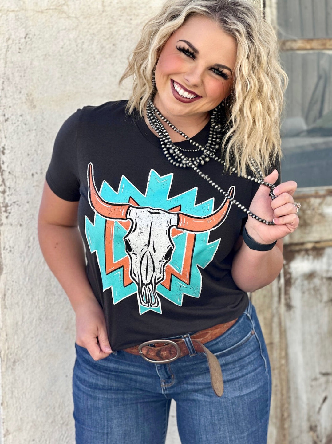 Western Aztec Bull Graphic Tee by Texas True Threads