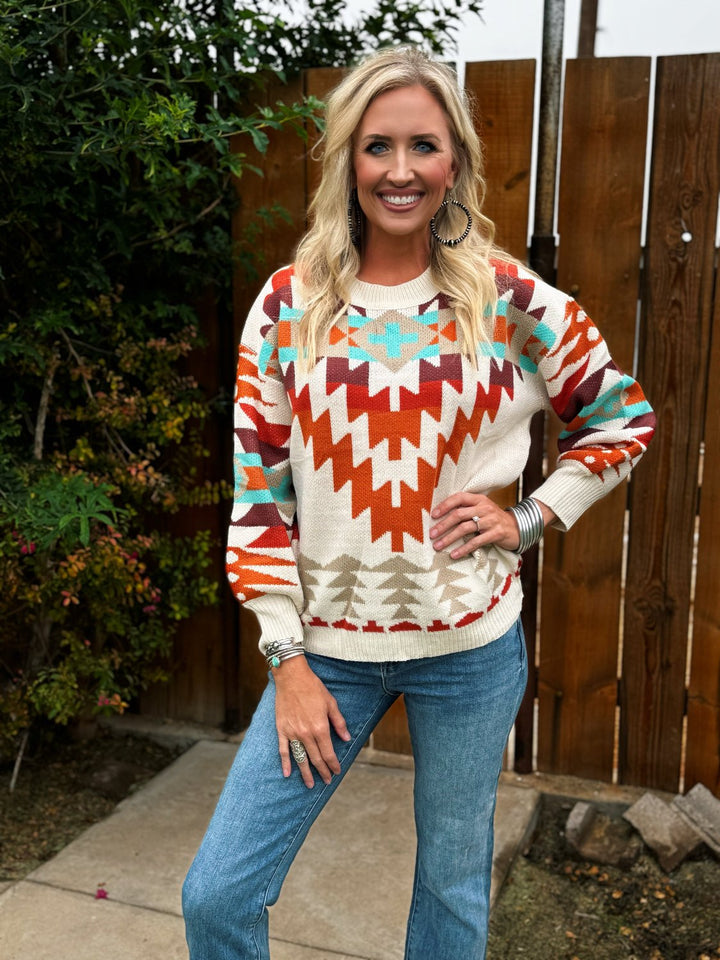 Dallyn Cream Aztec Sweater