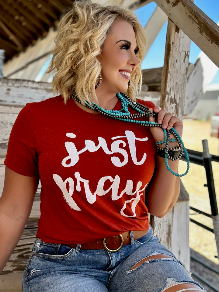 Rust Just Pray Graphic Tee by Texas True Threads