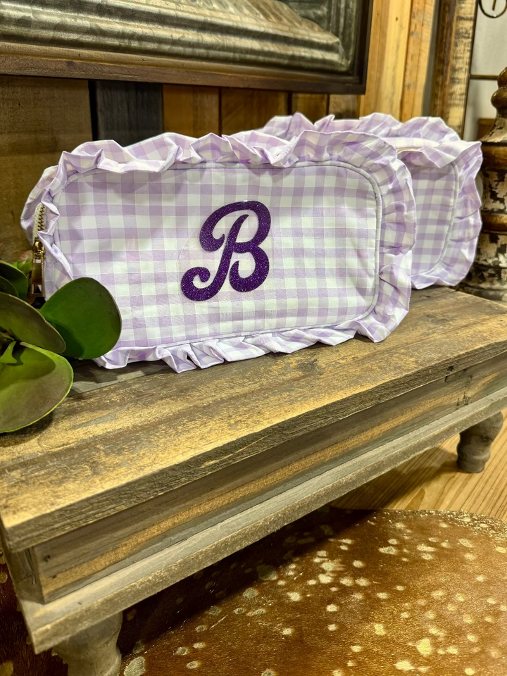 Gingham Frilly Cosmetic Bag