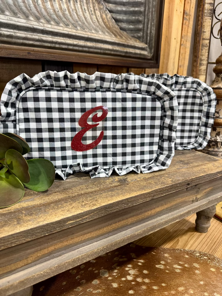 Gingham Frilly Cosmetic Bag
