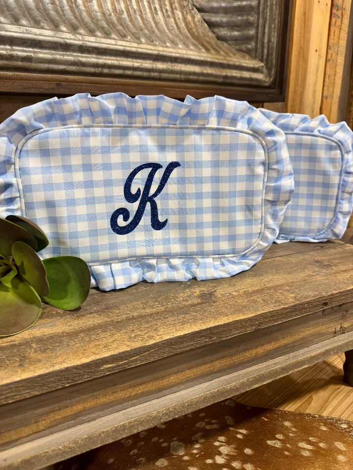 Gingham Frilly Cosmetic Bag