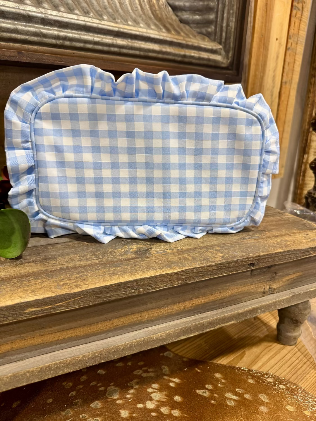 Gingham Frilly Cosmetic Bag