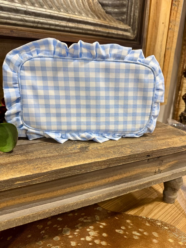 Gingham Frilly Cosmetic Bag