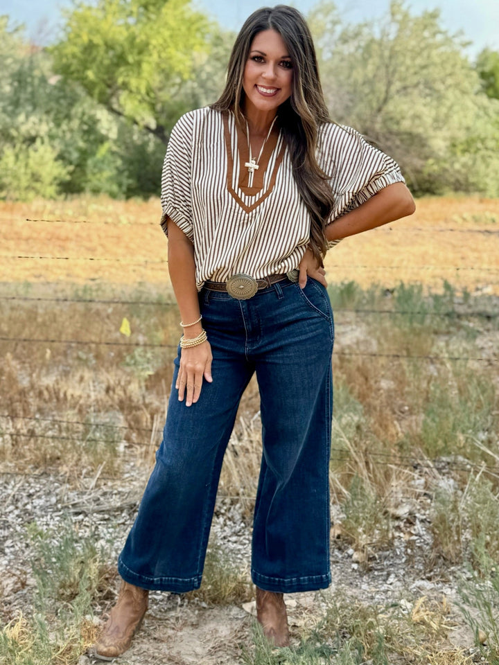 Desiree Brown Striped Top