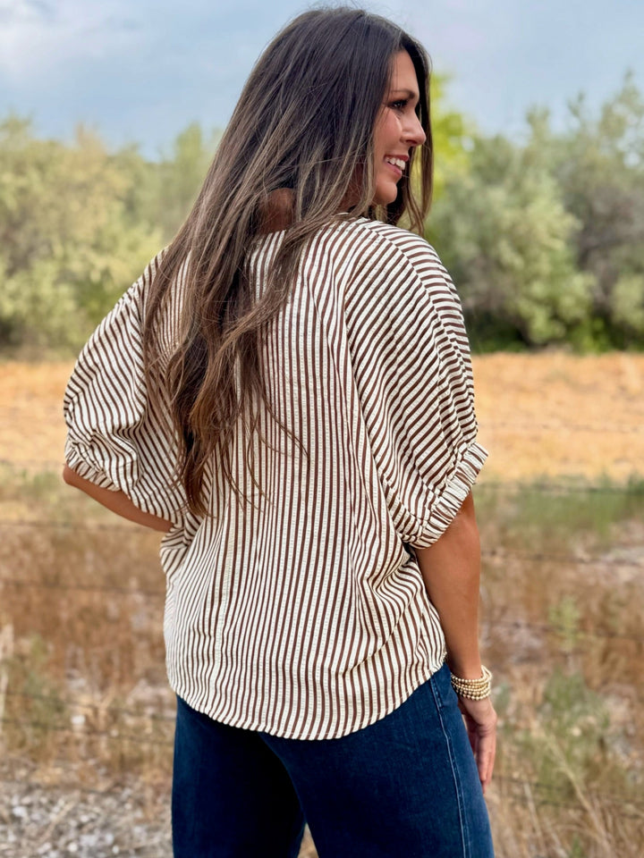 Desiree Brown Striped Top