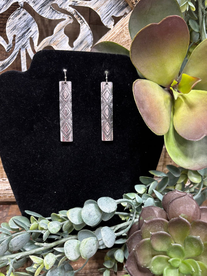 Clovis Silver Stamped Dangle Earrings