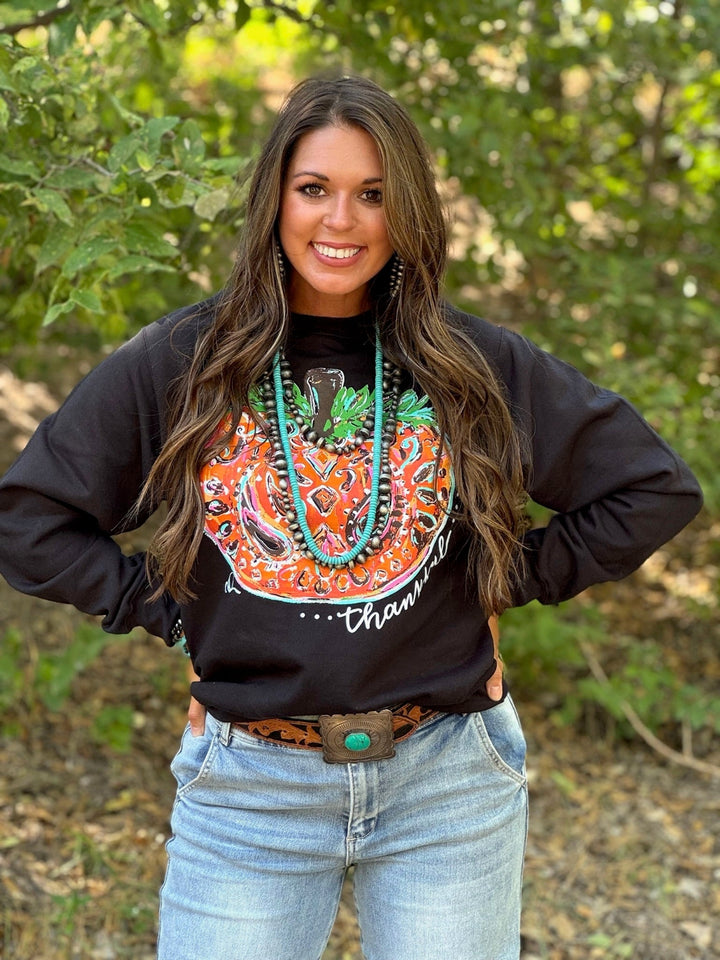 Callie's Thankful Pumpkin Graphic Tee by Texas True Threads