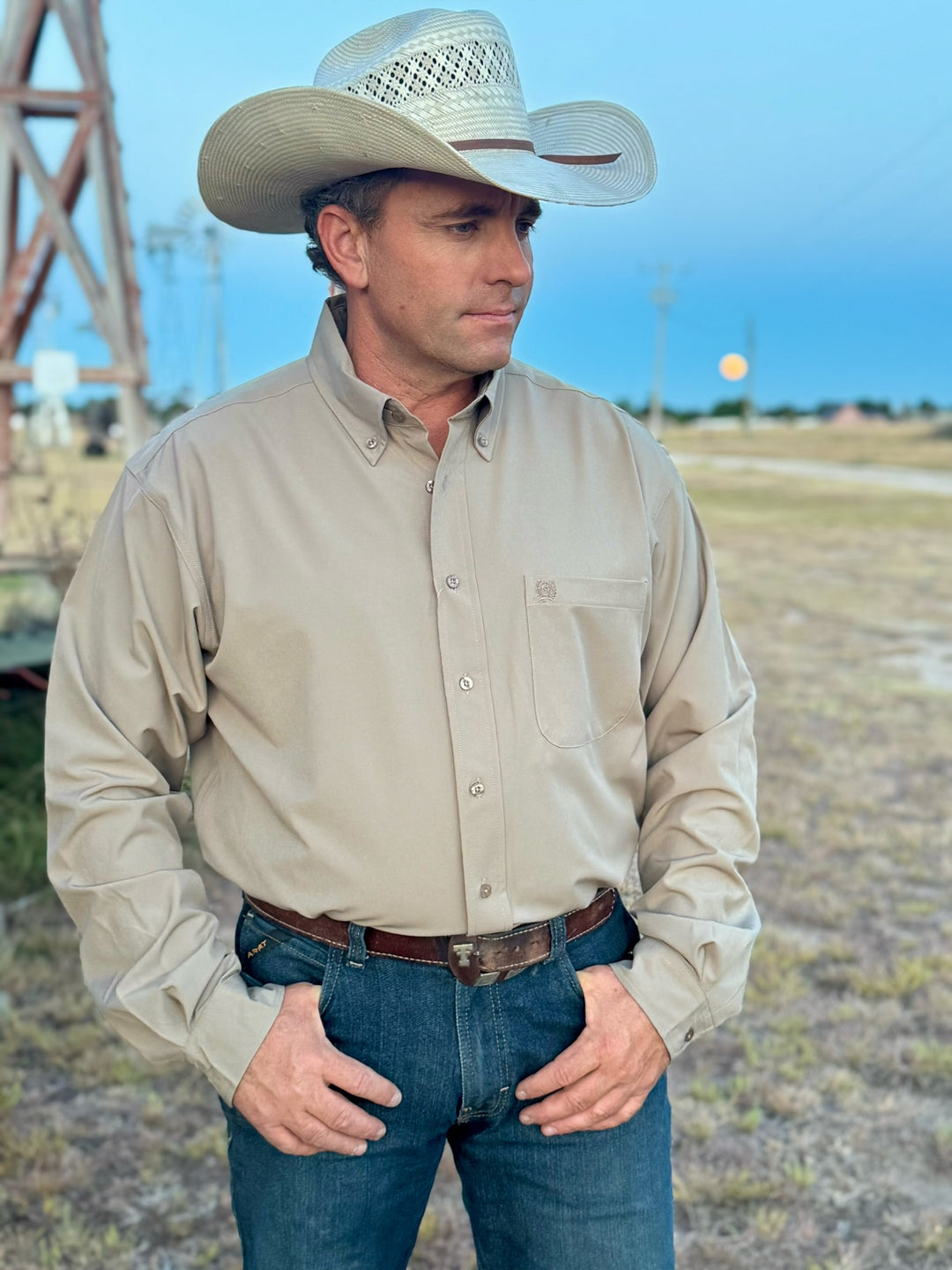 ArenaFlex Long Sleeve Khaki Shirt by Cinch