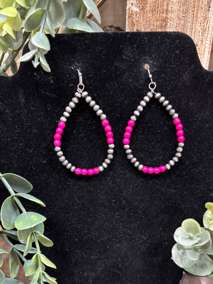 Landree Faux Navajo and Pink Teardrop Earrings