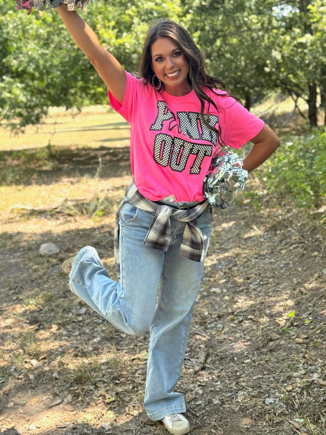 Checkered Pink Out Graphic Tee by Texas True Threads