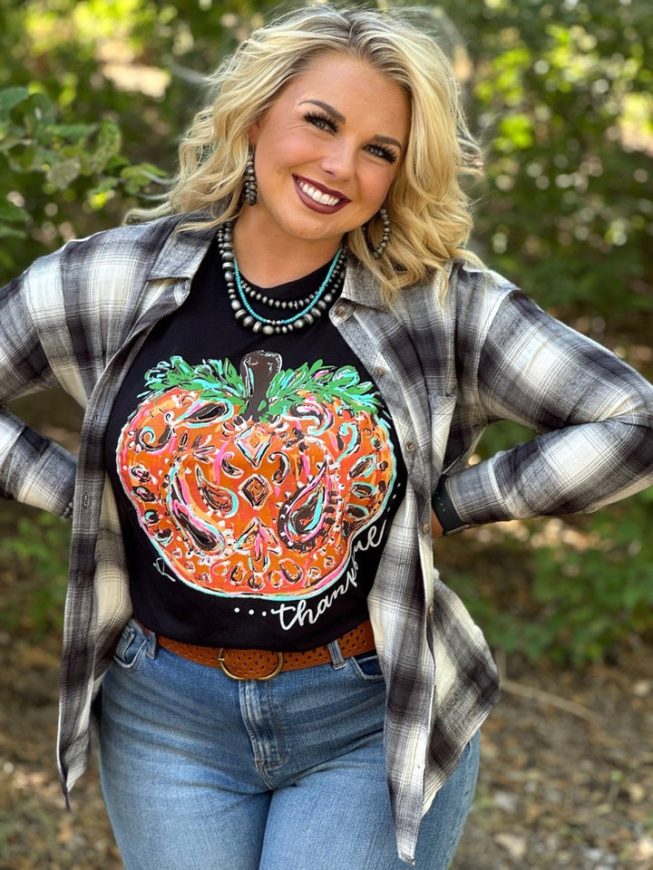 Callie's Thankful Pumpkin Graphic Tee by Texas True Threads