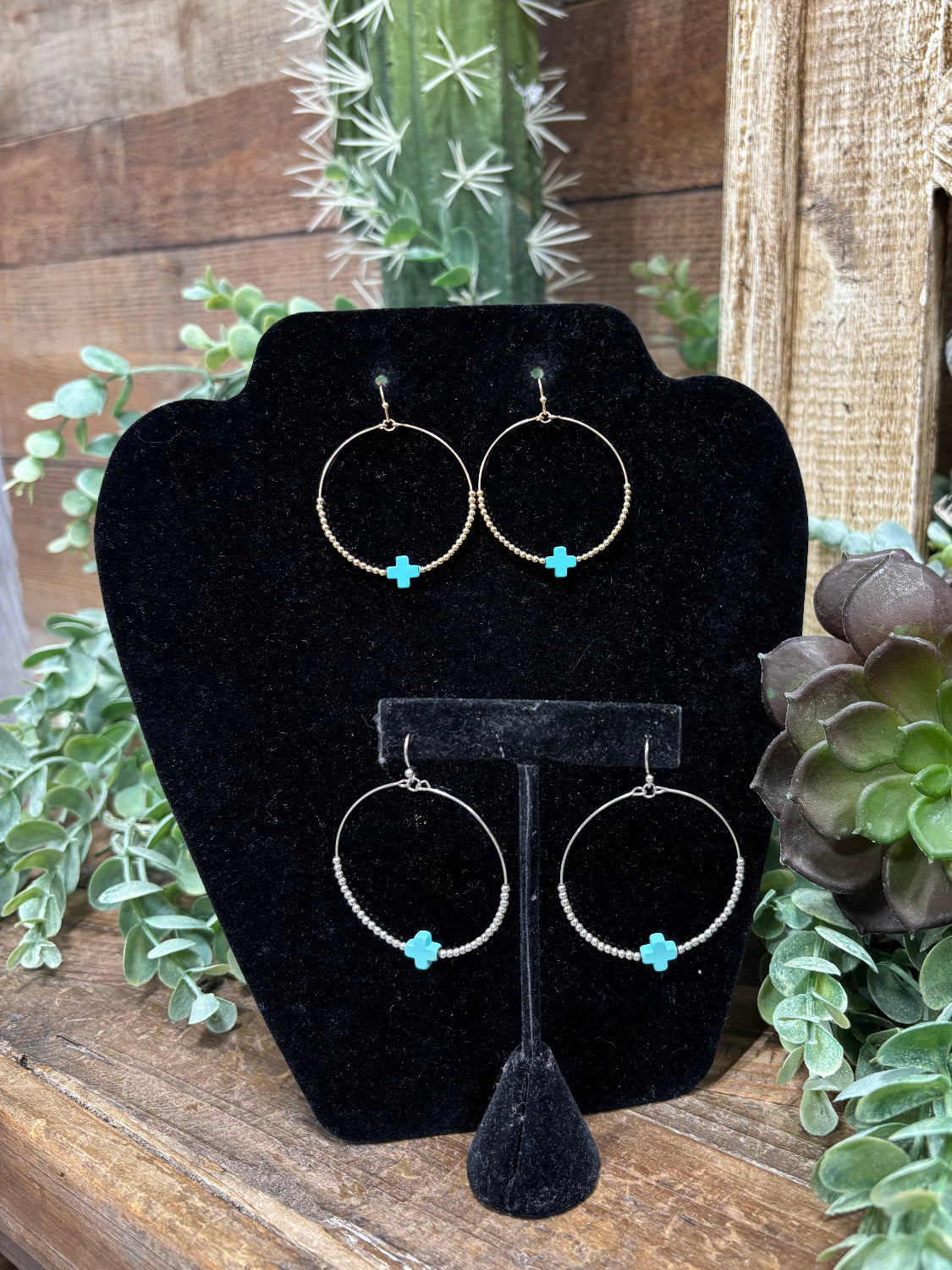 Rant Turquoise Cross Hoop Earrings – Horse Creek Boutique