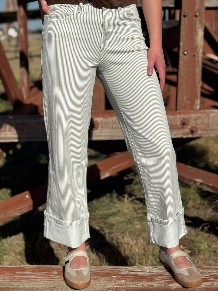 Mikayla Brown Stripe Cuffed Jean