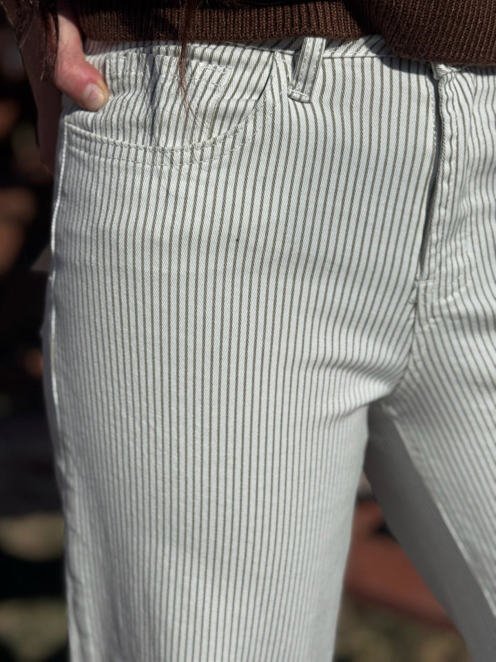 Mikayla Brown Stripe Cuffed Jean
