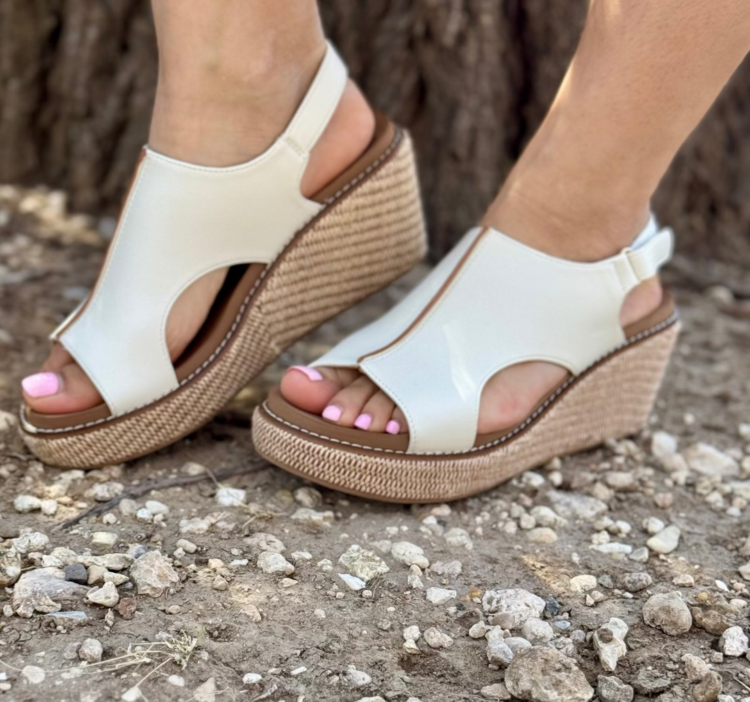 Carley Ivory Wedge Sandal by Corkys