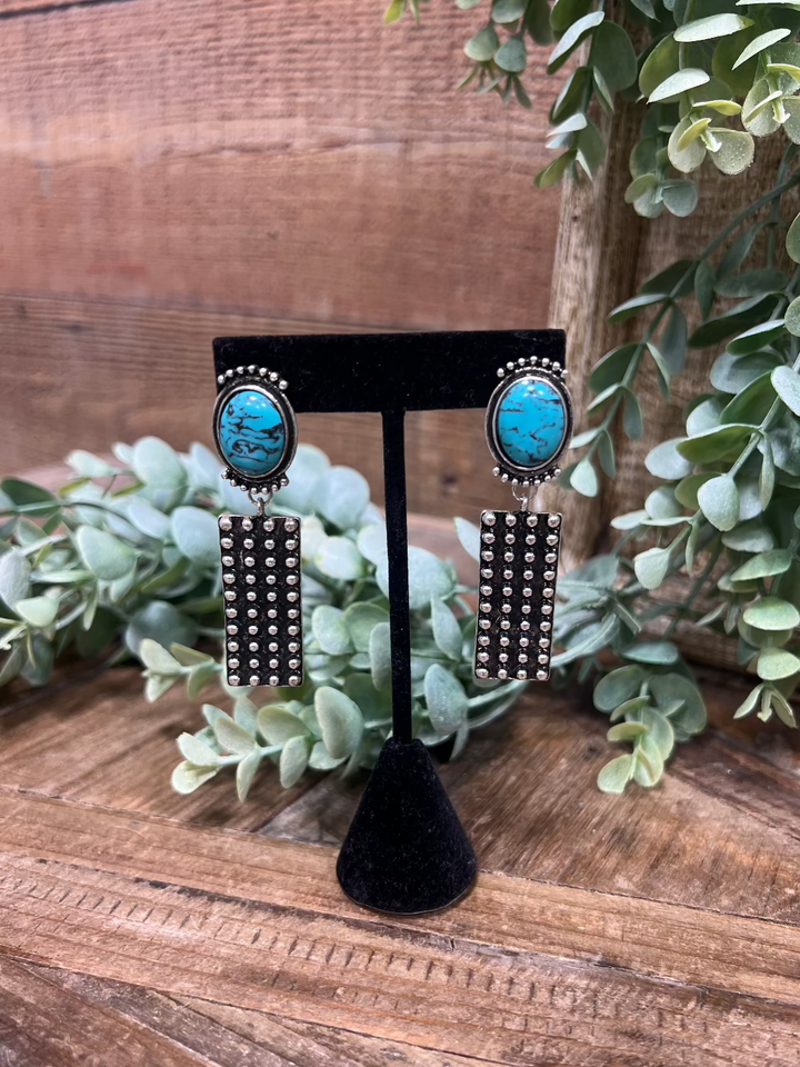 Sublette Silver Dotted Earring on Turquoise Post