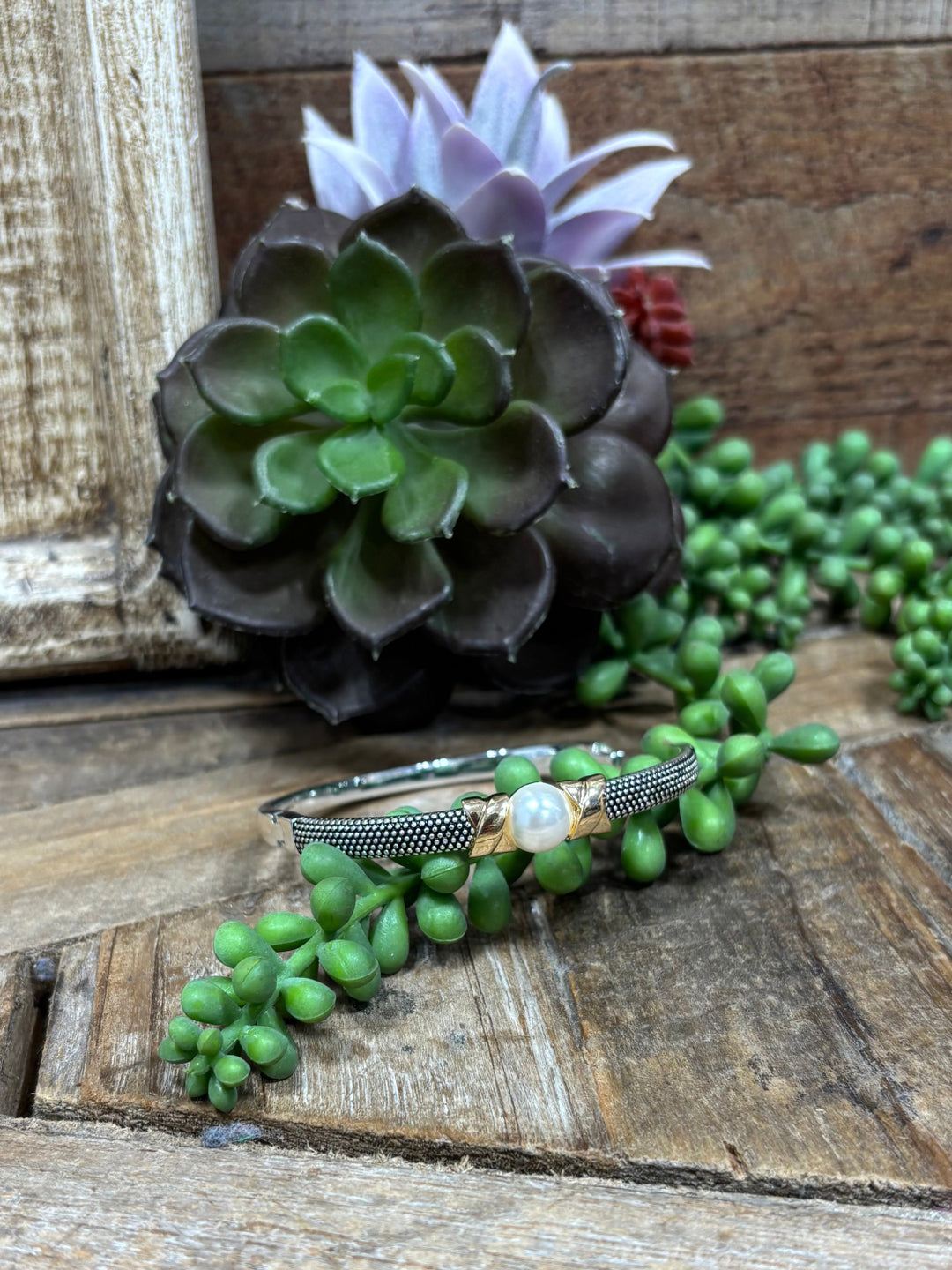 Berlin Silver Pearl Bangle Bracelet