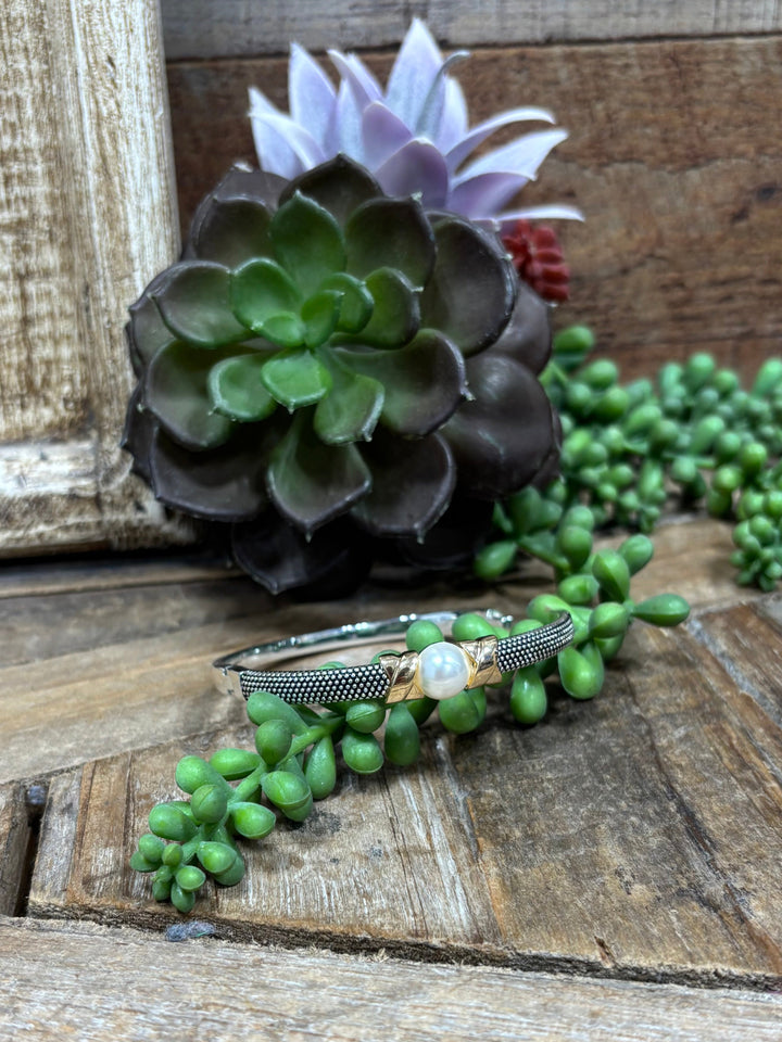 Berlin Silver Pearl Bangle Bracelet