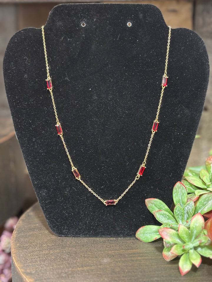 Fiz Gold Choker with Red Stone