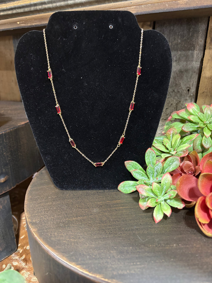 Fiz Gold Choker with Red Stone