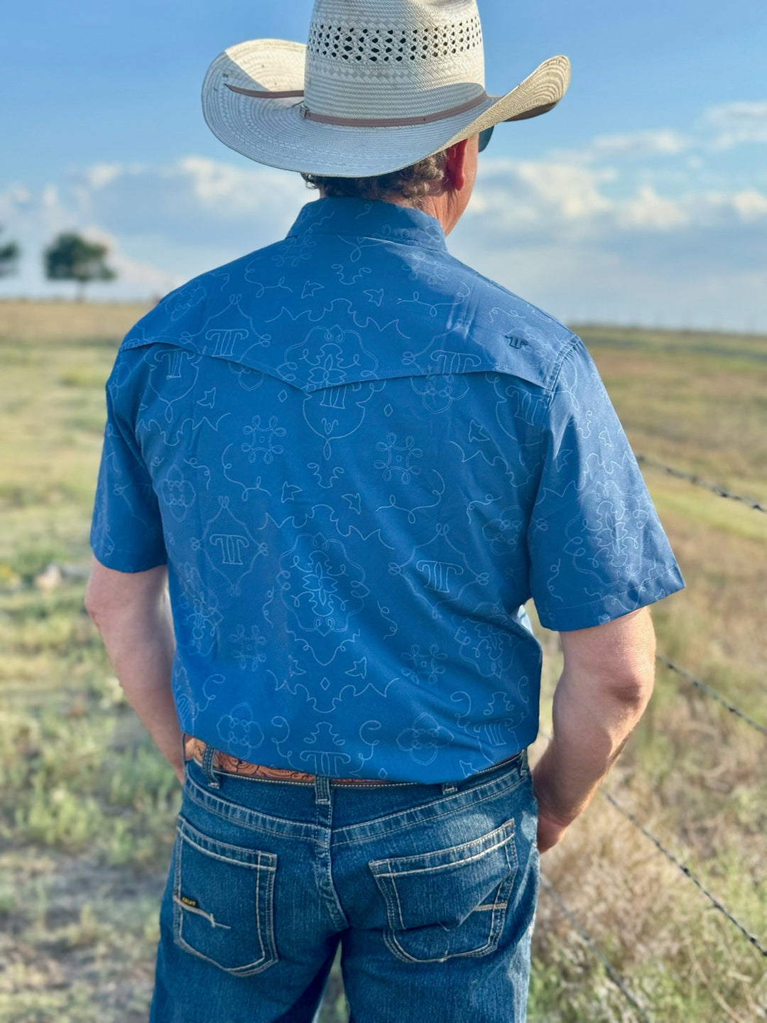 The Carson in Blue Short Sleeve Snap Shirt by Ferrell