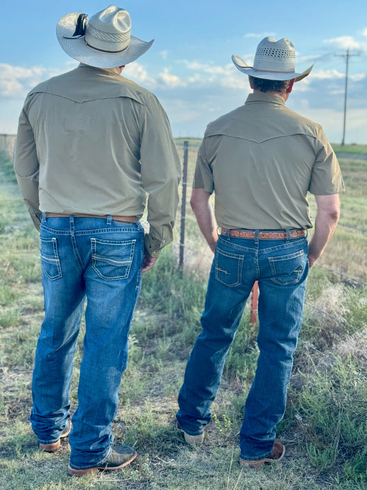 Core - Men's Khaki Long Sleeve Snap Shirt by Ferrell