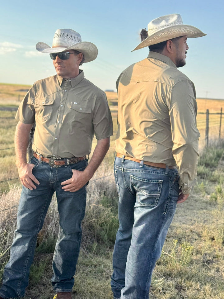 Core - Men's Khaki Long Sleeve Snap Shirt by Ferrell