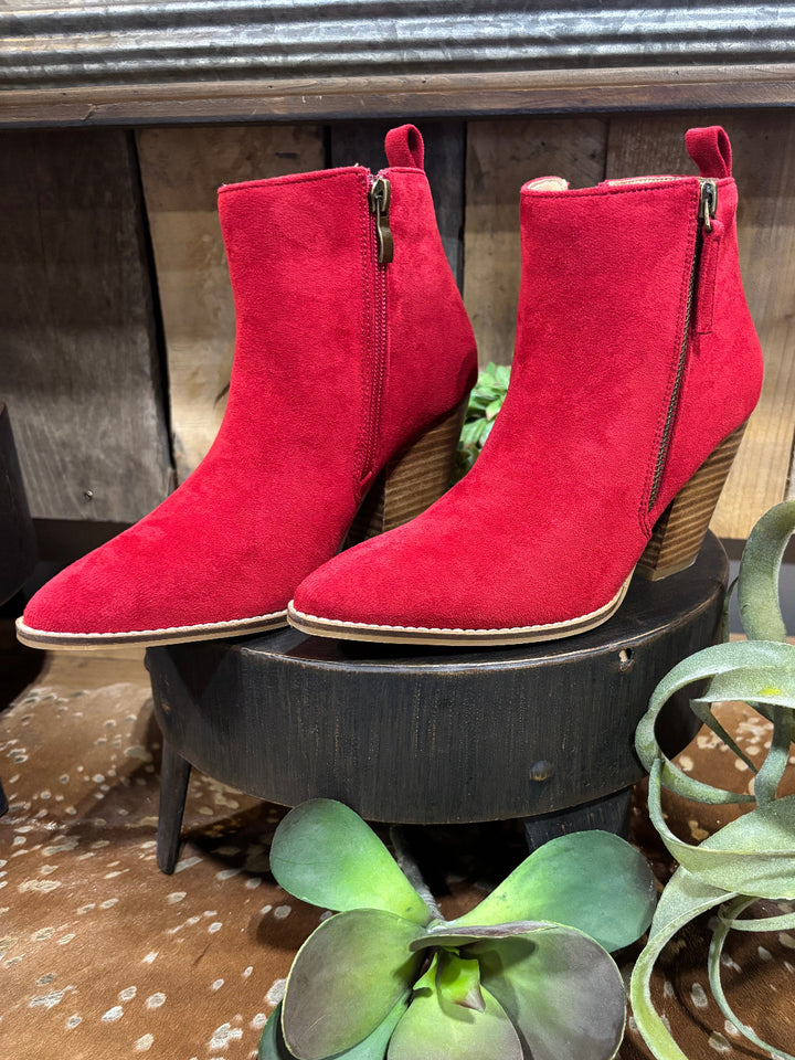 High Standards Faux Suede Booties by Corkys
