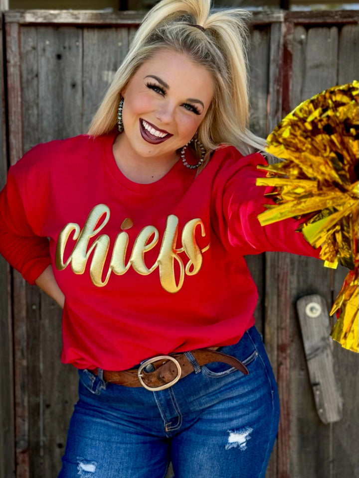 Chiefs in Metallic Gold Puff Sweatshirt by Texas True Threads