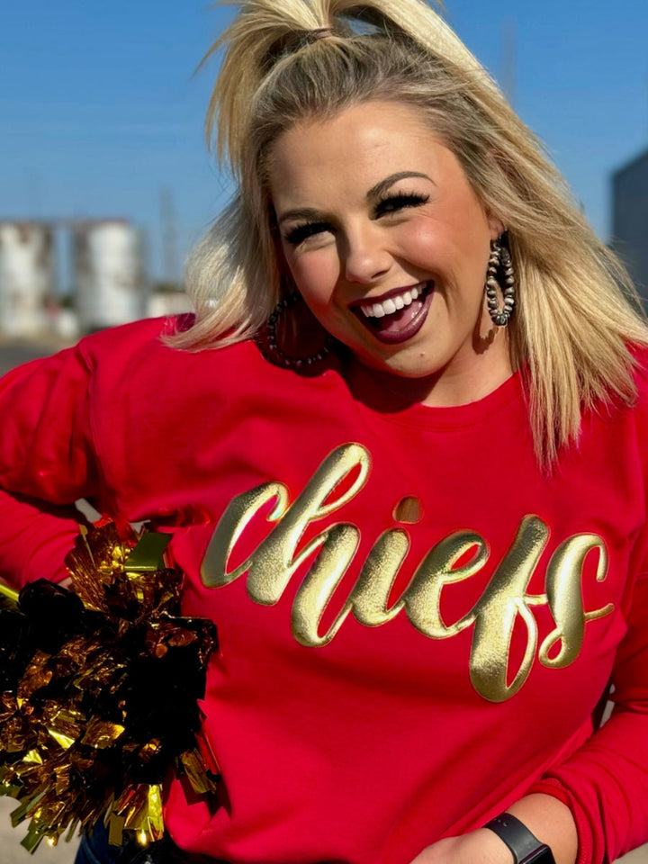 Chiefs in Metallic Gold Puff Sweatshirt by Texas True Threads