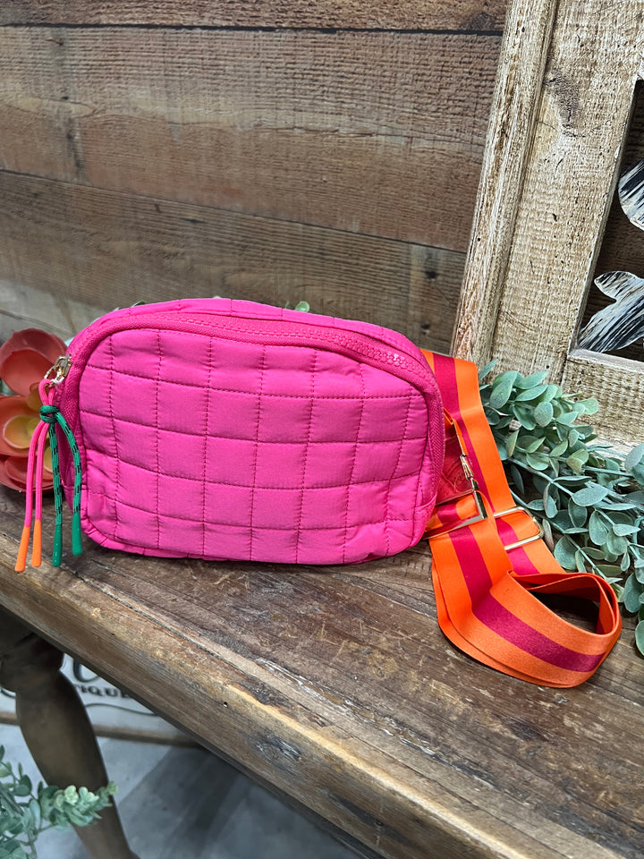 Tori Pink & Orange Quilted Belt Bag