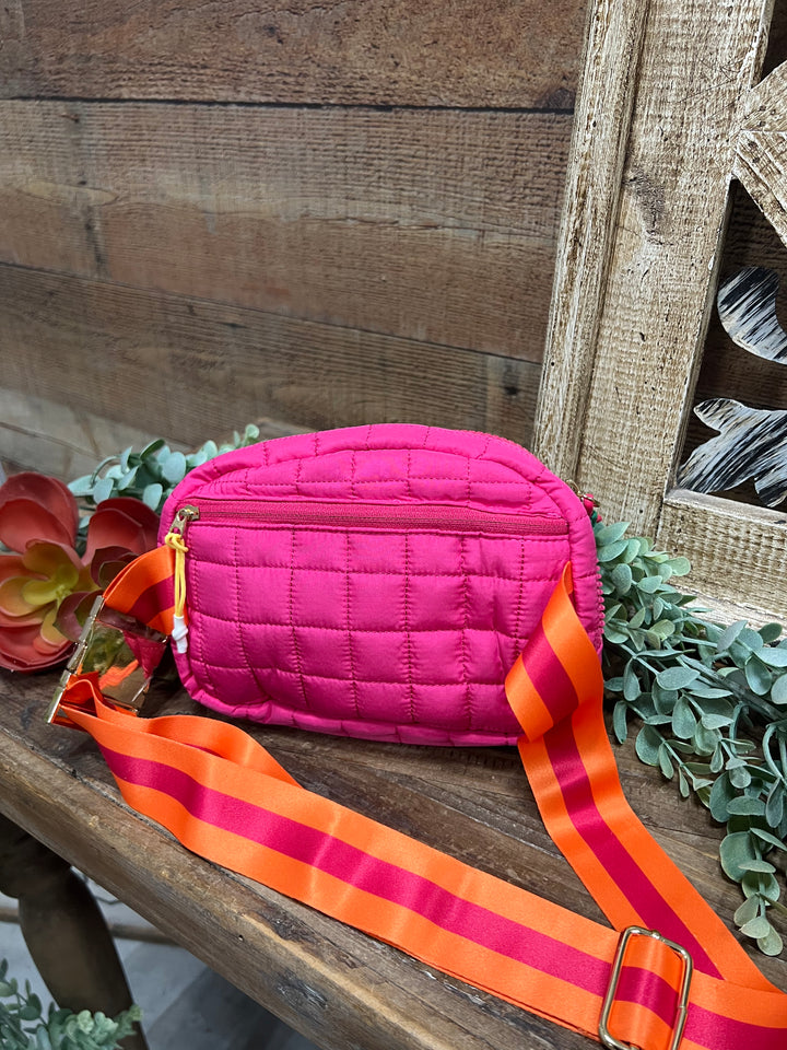 Tori Pink & Orange Quilted Belt Bag