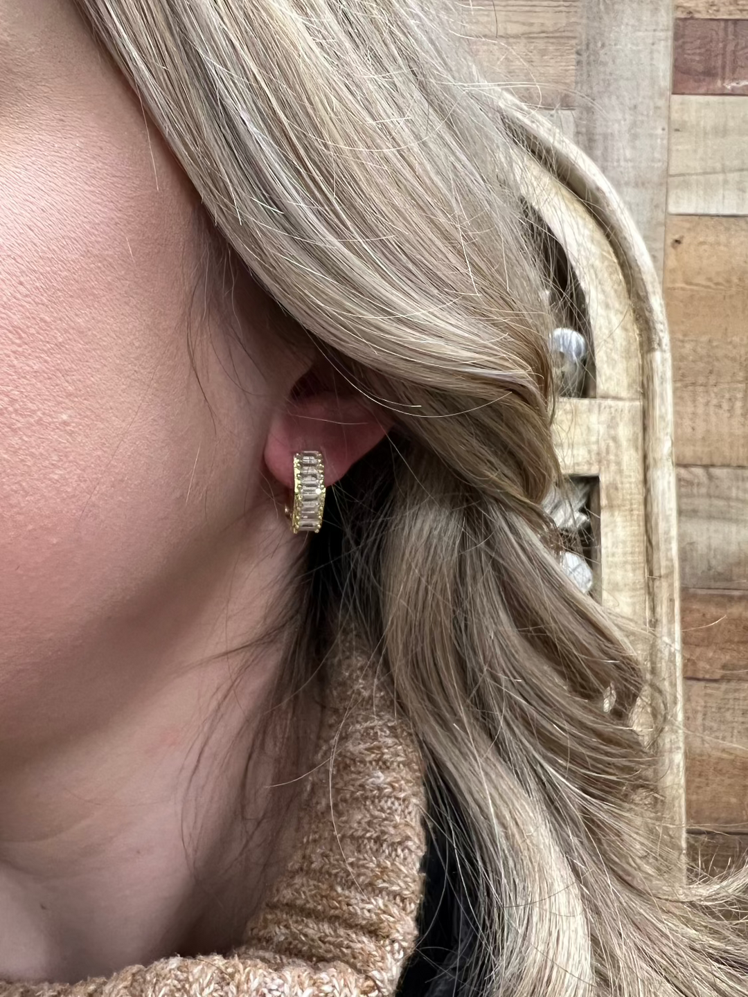 April Baguette Hoop Earrings