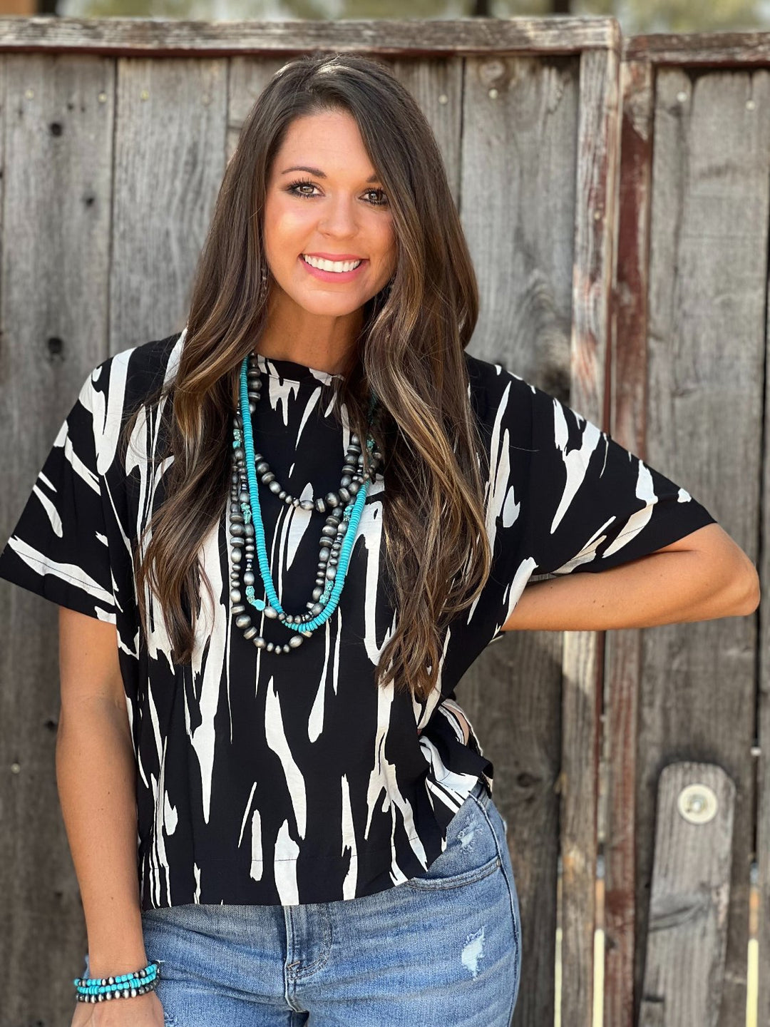 Cindy Black & White Blouse